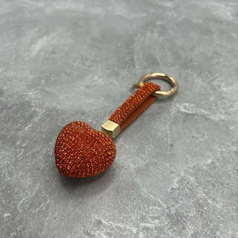 NWOT Sparkling Red Rhinestone Heart Keychain Charm Purse Key Ring